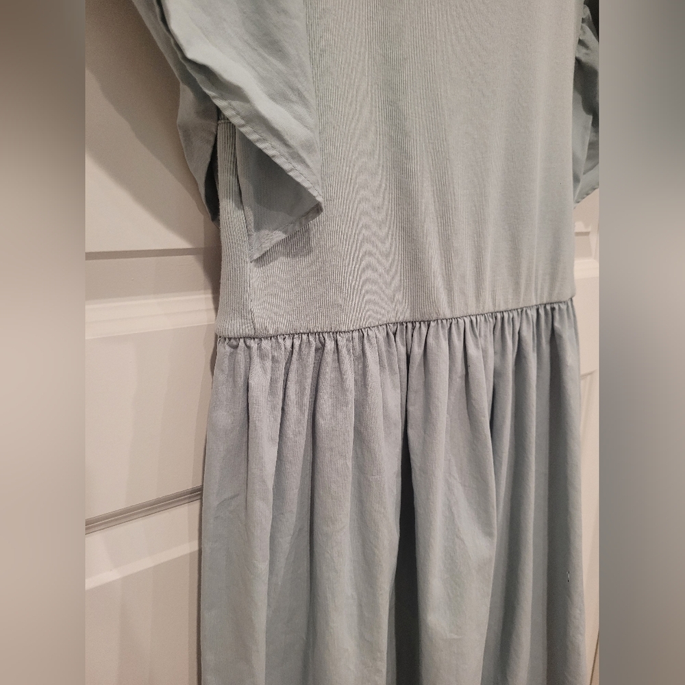 Zara Ruffled Sleeve Blue Dress, Large - Picture 3 of 6